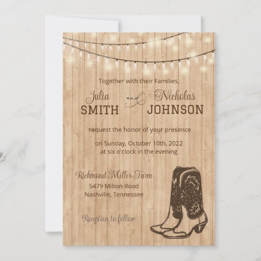 Uitnodiging voor Westerne bruiloft in Rustic Land (Voorkant)