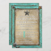 Uitnodiging voor Westerne bruiloft in Rustic Land (Voorkant / Achterkant)