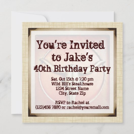 Uitnodiging voor Westerne bull Horns in Rustisch l (Achterkant)