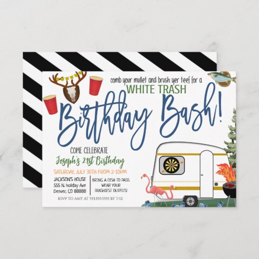 Uitnodiging voor White Trash Bash (Voorkant / Achterkant)