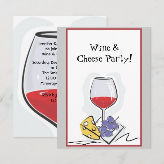 Uitnodiging voor wijn- en kaaspartijen (Voorkant / Achterkant)