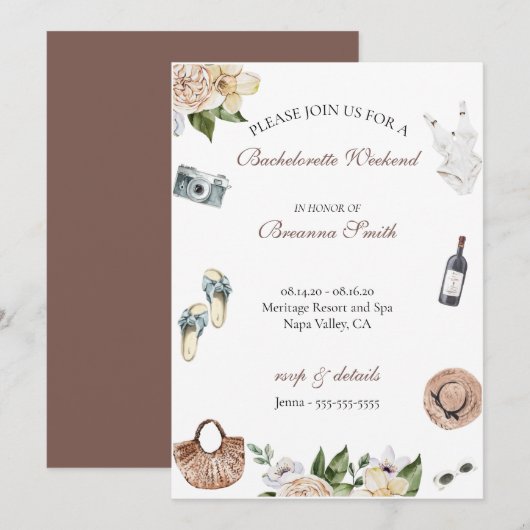 Uitnodiging voor wijnboerderij-weekend voor vrijge (Voorkant / Achterkant)