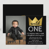Uitnodiging voor Wild One Eerste Verjaardagsfoto (Voorkant / Achterkant)