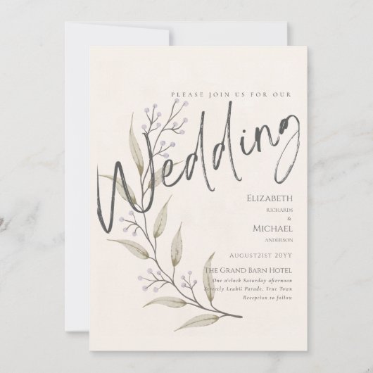 Uitnodiging voor wildbloemen bruiloft - bloemenpri (Voorkant)