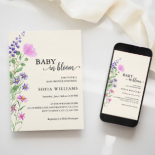 Uitnodiging voor Wildflower Baby in Bloom Baby Sho