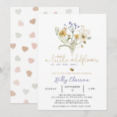Uitnodiging voor Wildflower Baby Shower (Voorkant / Achterkant)