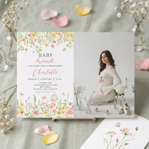 Uitnodiging voor Wildflower Garden Baby Shower Bru