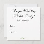 Uitnodiging voor Wills & Kate Royal Wedding Watch (Achterkant)