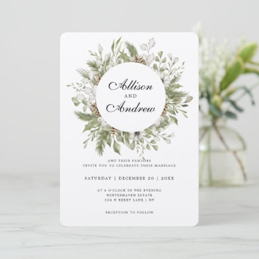 Uitnodiging voor winterbruiloft van het foreset Fo (Staand voorkant)