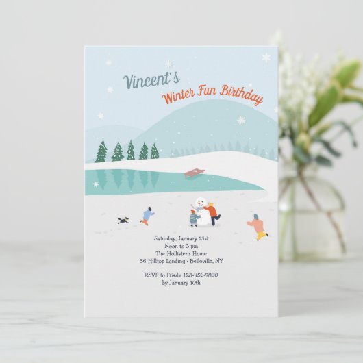 Uitnodiging voor Winterpret (Staand voorkant)