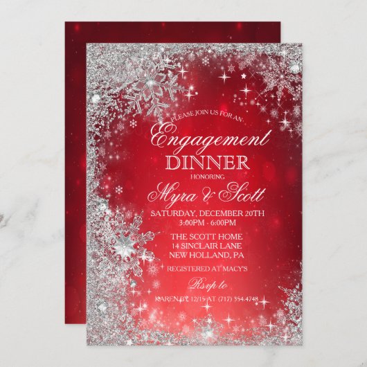 Uitnodiging voor winterverlovingsdiner (Voorkant / Achterkant)