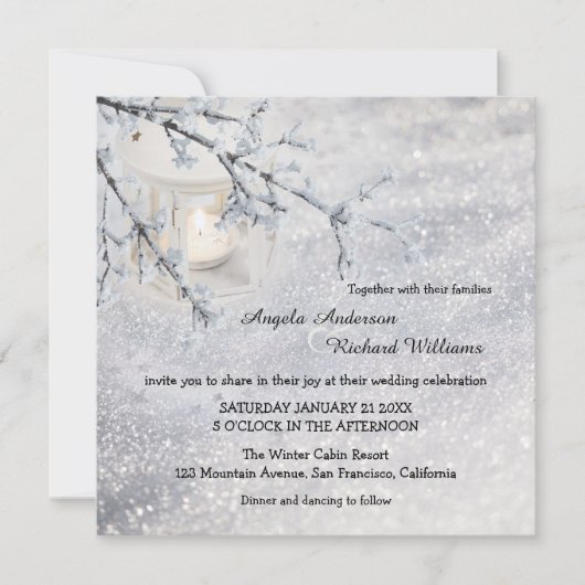 Uitnodiging voor winterweddenschappen op sneeuw me (Voorkant)