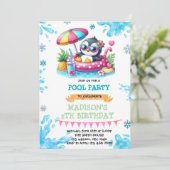 Uitnodiging voor winterzwembad-pinguïnfeestje (Staand voorkant)