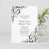 Uitnodiging voor witte en zwarte bruiloft (Staand voorkant)