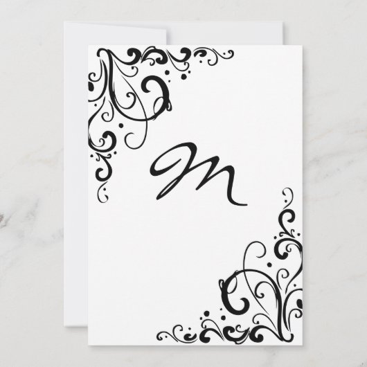 Uitnodiging voor witte en zwarte bruiloft (Achterkant)