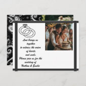 Uitnodiging voor witte en zwarte bruiloft (Voorkant / Achterkant)