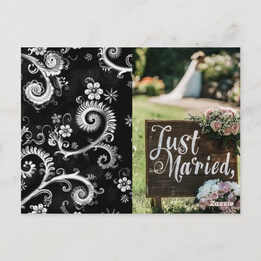 Uitnodiging voor witte en zwarte bruiloft (Achterkant)