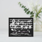 uitnodiging voor witte magische noten muziekrecita (Staand voorkant)