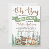 Uitnodiging voor Woodland Animals Baby Shower (Voorkant)