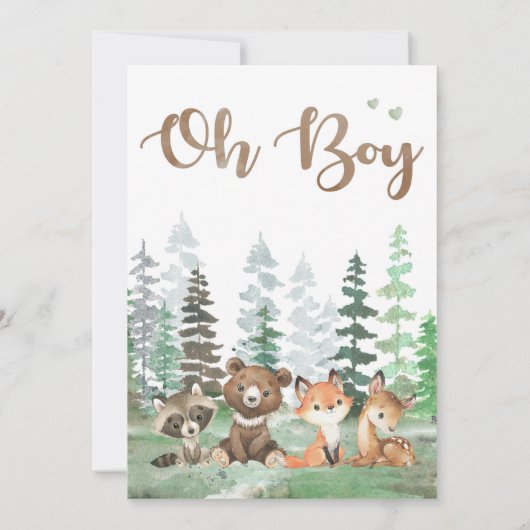 Uitnodiging voor Woodland Animals Baby Shower (Achterkant)