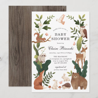 Uitnodiging voor Woodland Animals Baby Shower