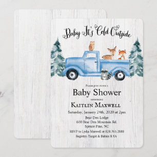 Uitnodiging voor Woodland Dieren Truck Baby Shower