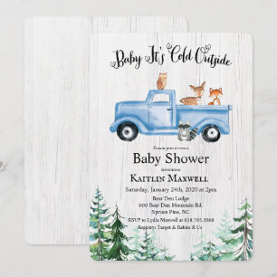 Uitnodiging voor Woodland Dieren Truck Baby Shower