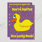 Uitnodiging voor Yellow Duck Party (Voorkant / Achterkant)