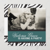 Uitnodiging voor Zebra Print Party (Voorkant / Achterkant)