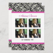 Uitnodiging voor Zebra Print Party (Voorkant / Achterkant)