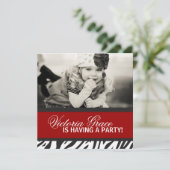Uitnodiging voor Zebra Print Party (Staand voorkant)