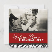 Uitnodiging voor Zebra Print Party (Voorkant)