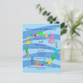 Uitnodiging voor zeeleven-feestje  (Staand voorkant)