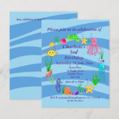 Uitnodiging voor zeeleven-feestje  (Voorkant / Achterkant)