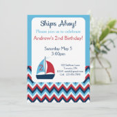 Uitnodiging voor zeilboot Birthday (Staand voorkant)