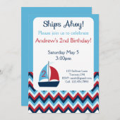 Uitnodiging voor zeilboot Birthday (Voorkant / Achterkant)