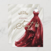 Uitnodiging voor zoete 16 feest in budget Bourgond (Voorkant / Achterkant)