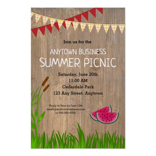 Uitnodiging voor zomerpicknick Rustic Perfect Poster (Voorkant)