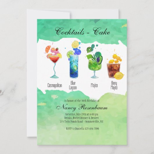 Uitnodiging voor zomerse drankjes (Voorkant)