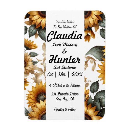 Uitnodiging voor zonnebloempatch magneet (Verticaal)