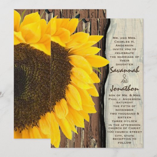  uitnodiging voor zonnebloempjes (Voorkant / Achterkant)