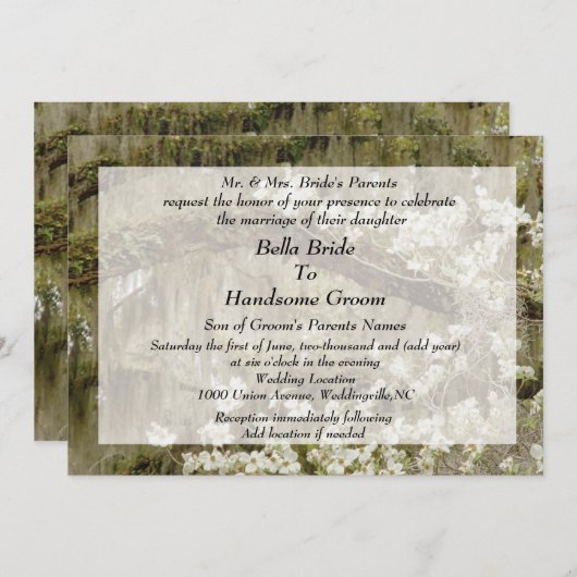 Uitnodiging voor Zuid-Charm Wedding (Voorkant / Achterkant)