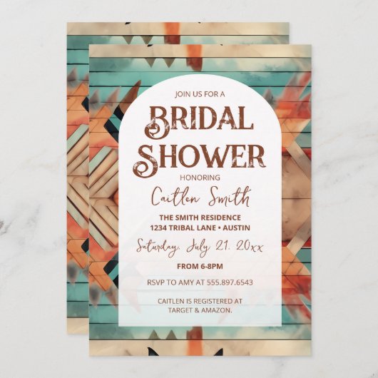 Uitnodiging voor Zuidwest-Azteekse bruidsdouche (Voorkant / Achterkant)