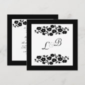 Uitnodiging voor zwart-wit-Floral (Voorkant / Achterkant)