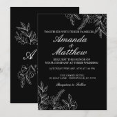 Uitnodiging voor zwart-witte bruiloft (Voorkant / Achterkant)