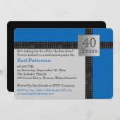 Uitnodiging voor zwarte, blauwe en grijze pensione (Voorkant / Achterkant)