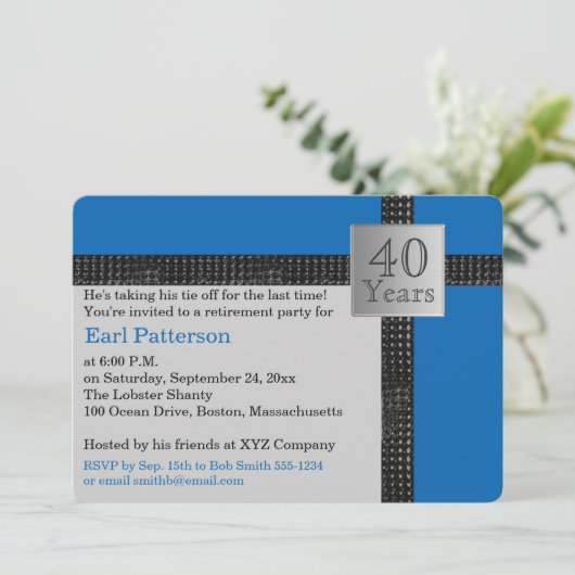 Uitnodiging voor zwarte, blauwe en grijze pensione (Staand voorkant)