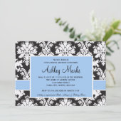 Uitnodiging voor zwarte en blauwe vraag (Staand voorkant)