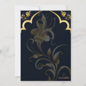 Uitnodiging voor zwarte en gouden bruiloft (Achterkant)