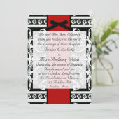 Uitnodiging voor zwarte en witte bruiloft (Staand voorkant)